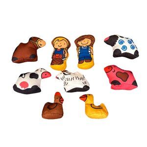 Melissa & Doug Take-Along Farm Baby /Toddler   ~ 7 Animals + 2 Farmers Rattle